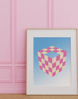 Tiled Cube checkerboard art print