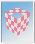 Tiled Cube checkerboard art print