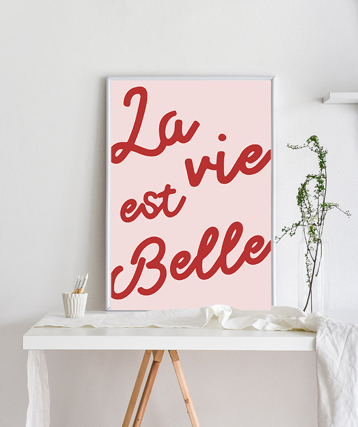La Vie CØNCEPT™ THE wall PRINTABLE A Red – typography est Printable and Belle, art pink Poster