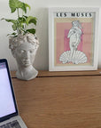 Greek statue bust pastel  Pink beige Museum Printable art