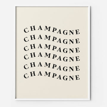 Champagne Art Print Typography Poster 
