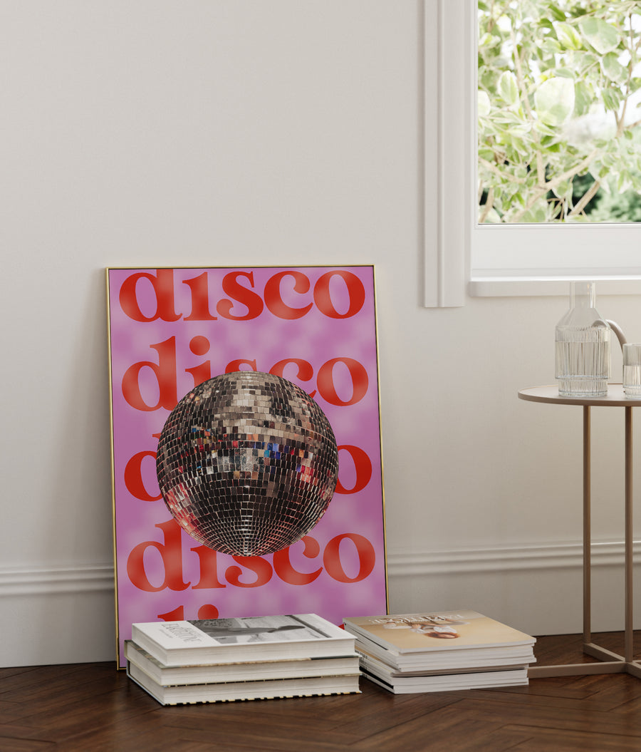 Stupell Industries Dazzling Pink Disco Ball Shining On Wood by Hey