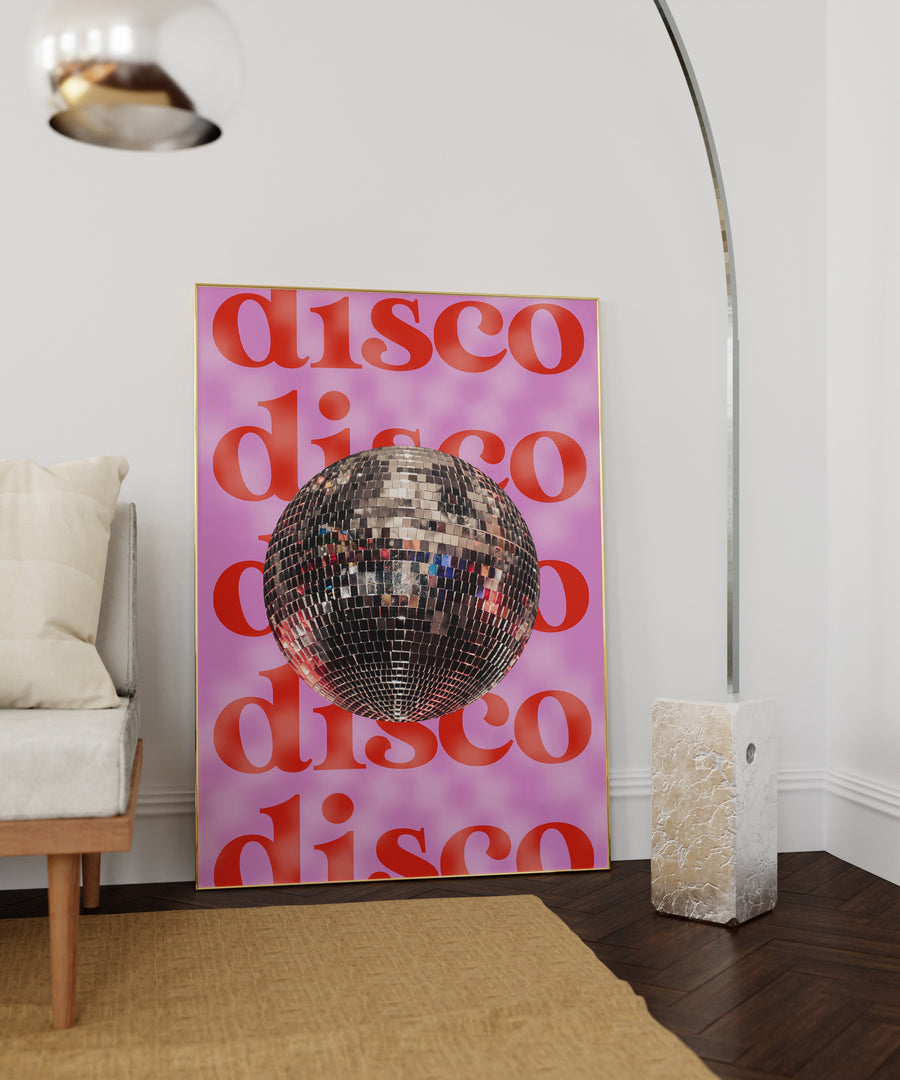Disco Ball Art Print Y2k aesthetic pink Poster Wall Art the printable Concept
