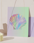 holographic Sea Shell art print  danish pastel 