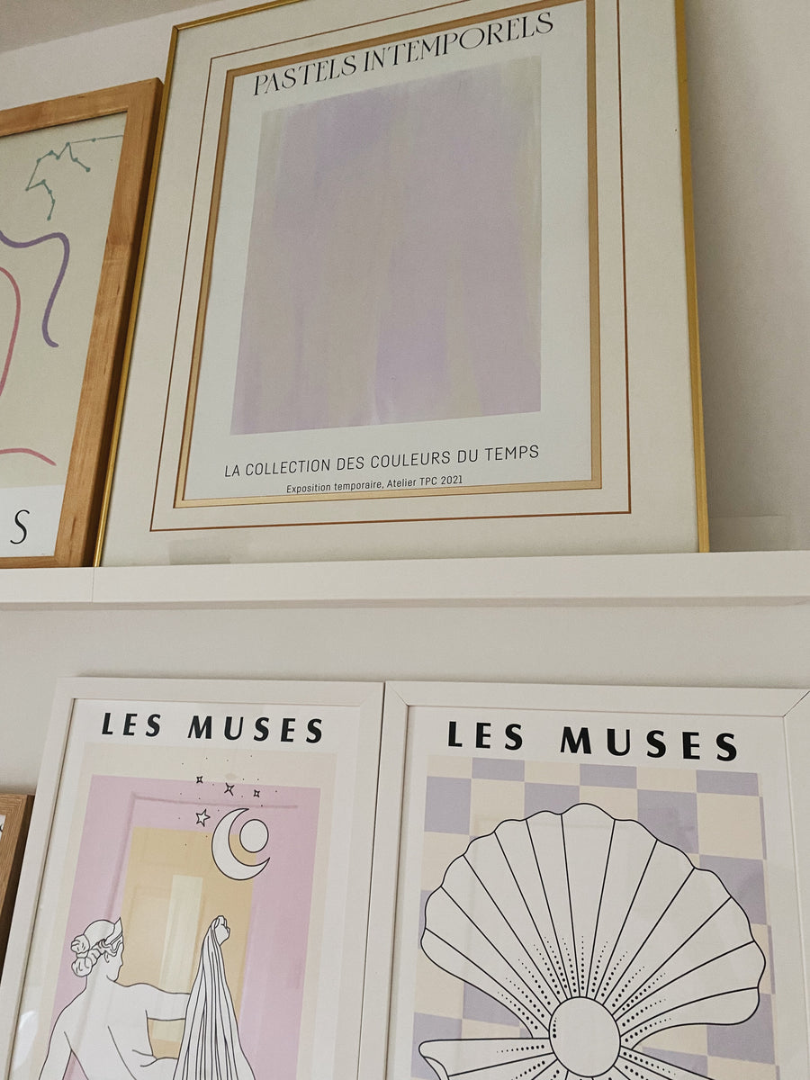 Les Muses Seashell Pearl Checkered Lilac Pastel Museum Poster Art Print The Printable concept