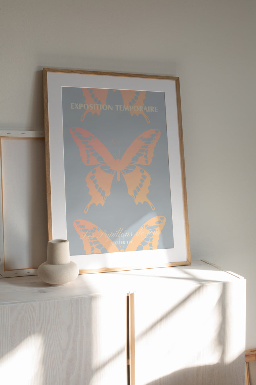 Butterfly Blue and Peach Pastel Printable Wall Art