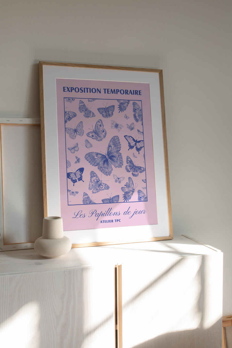 Butterflies Pink Blue Museum Poster Pastel Art Print