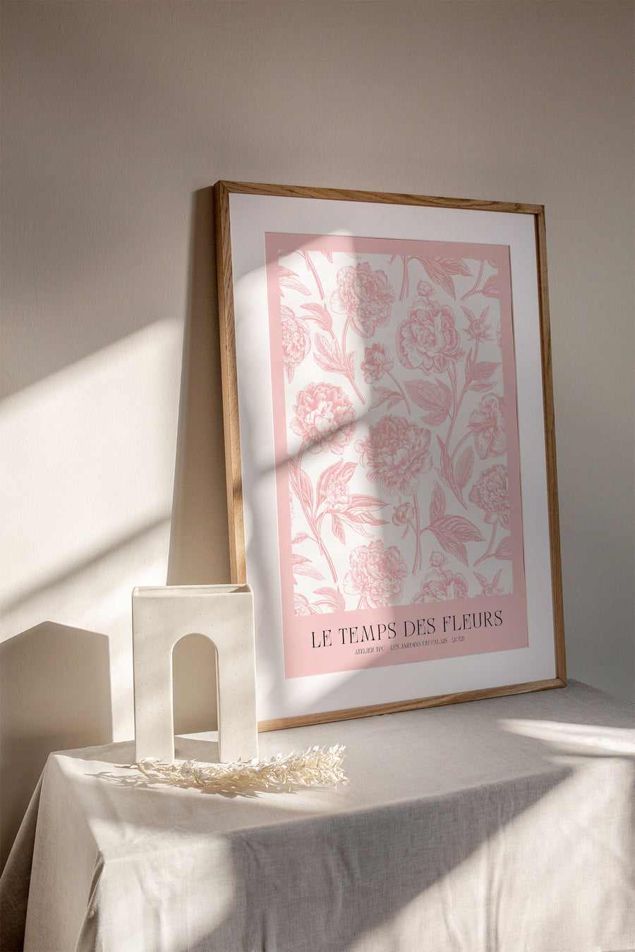 Pink peonies flower art print