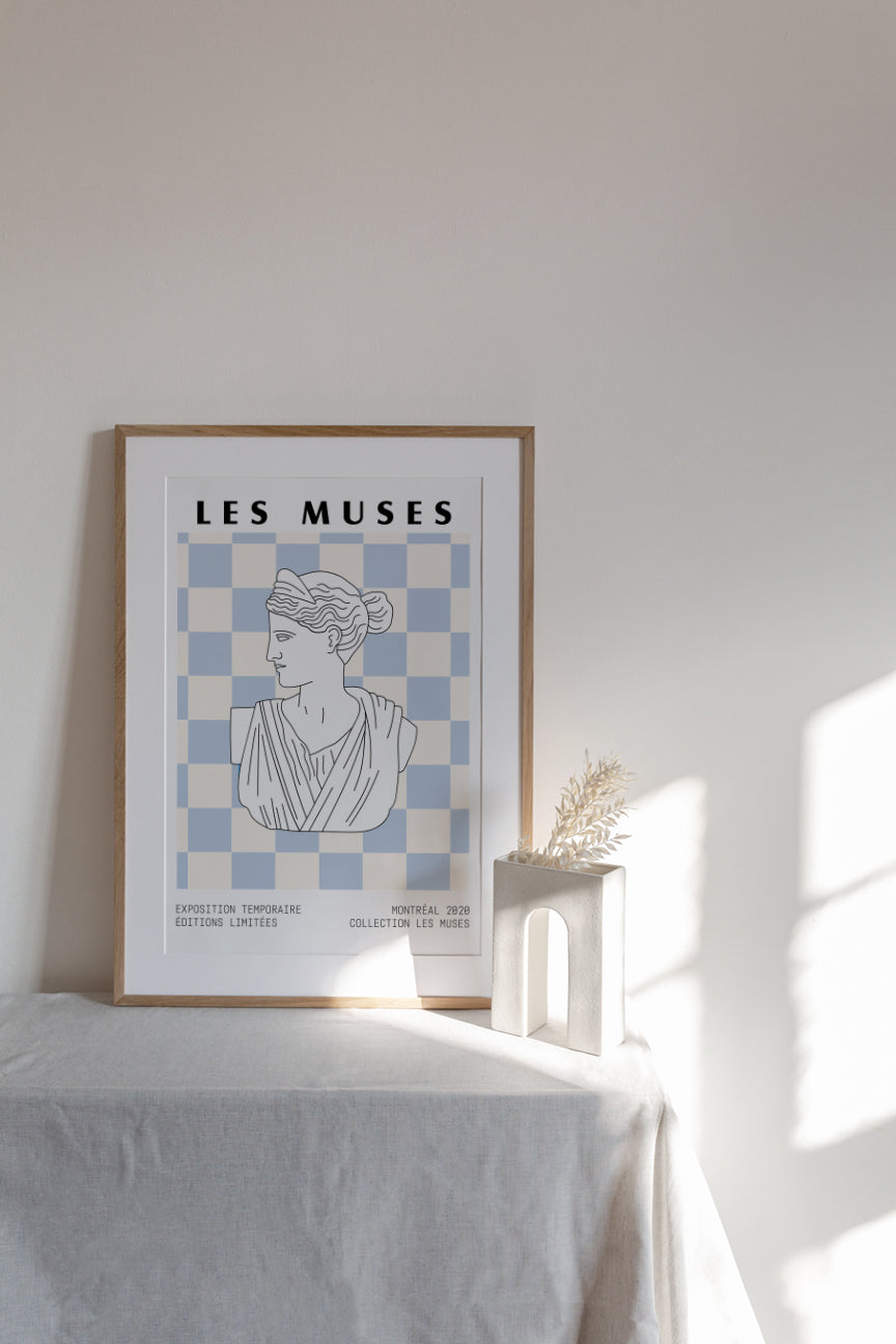 Checkered Blue Pastel Museum Poster Print