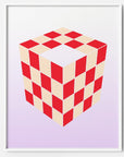 pink red checkerboard art print
