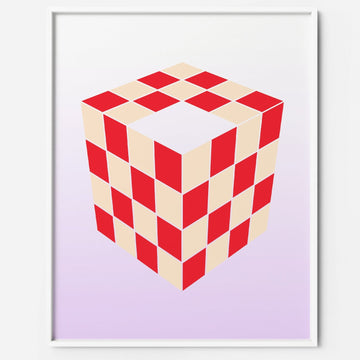 pink red checkerboard art print