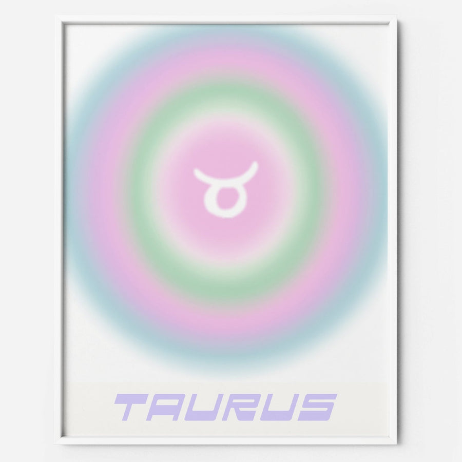 taurus zodiac aura art print