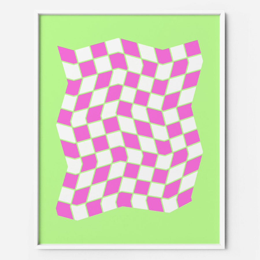 checkerboard neon art print