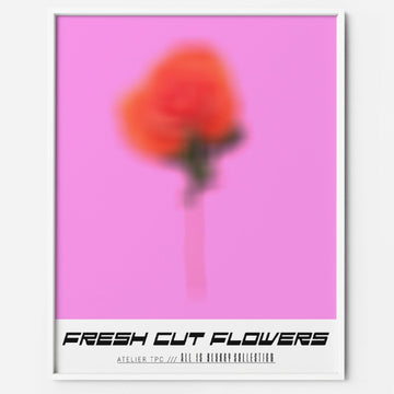 pink red colorblock floral flower art print