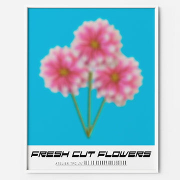 blue pink floral art print