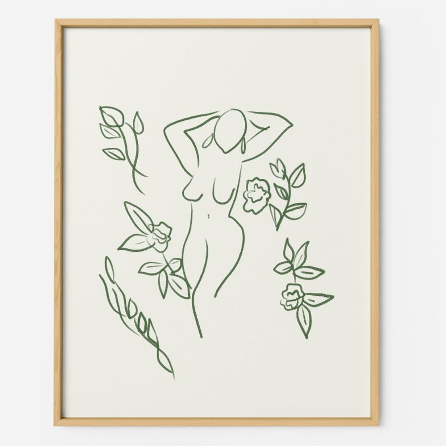 Girl and Roses - Green - THE PRINTABLE CONCEPT - Printable art posterDigital Download - 