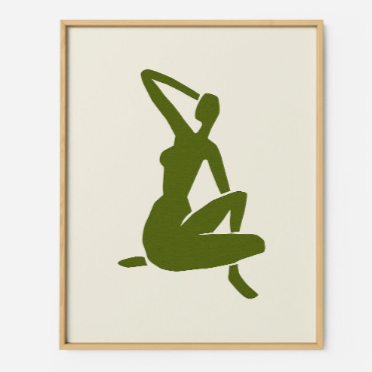 matisse cut out green lady artwork art print