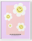 happy hippie smiley flowers art print