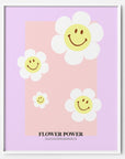 smiley face flowers retro 70s art print