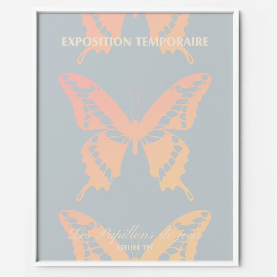 Butterfly Blue and Peach Pastel Art Print The Printable Concept