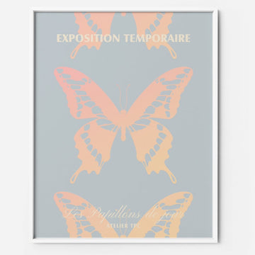 Butterfly Blue and Peach Pastel Printable Wall Art