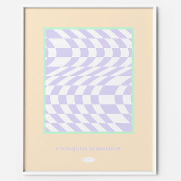 L'Echiquier Surréaliste Lilac checkered danish pastel printable wall art