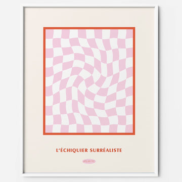 L'Echiquier Surréaliste Pink Danish pastel aesthetics art print 