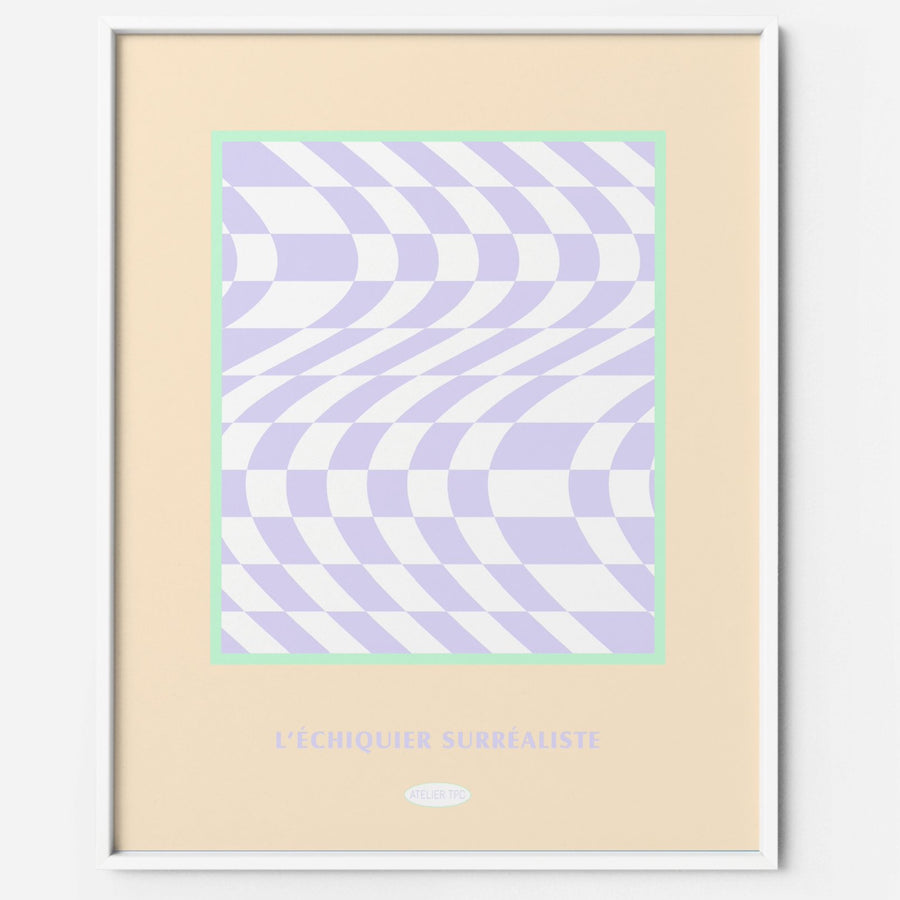 Checkered Danish pastel Art Print lilac the printable concept