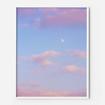 pink purple sky moon art print poster