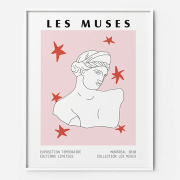 Greek Goddess statue bust Pink Red  printable Wall Art les muses
