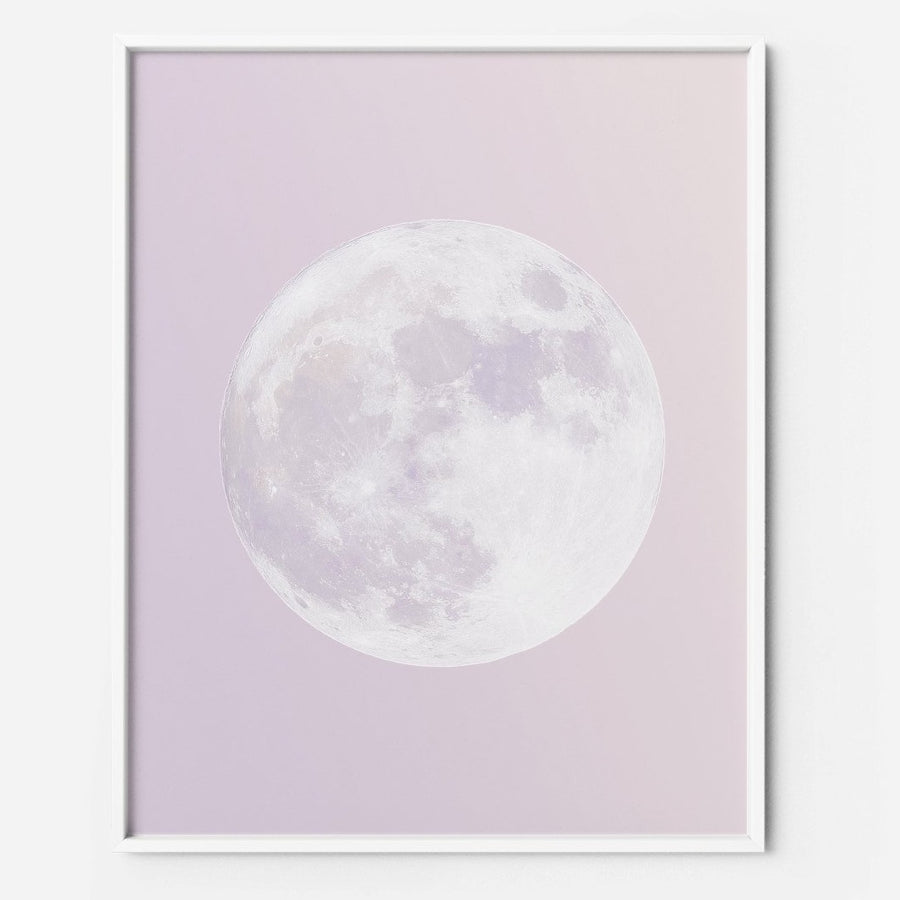 purple moon art print pastel sky