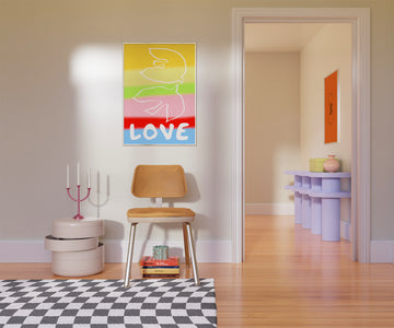 rainbow love dove art print - living room wall art