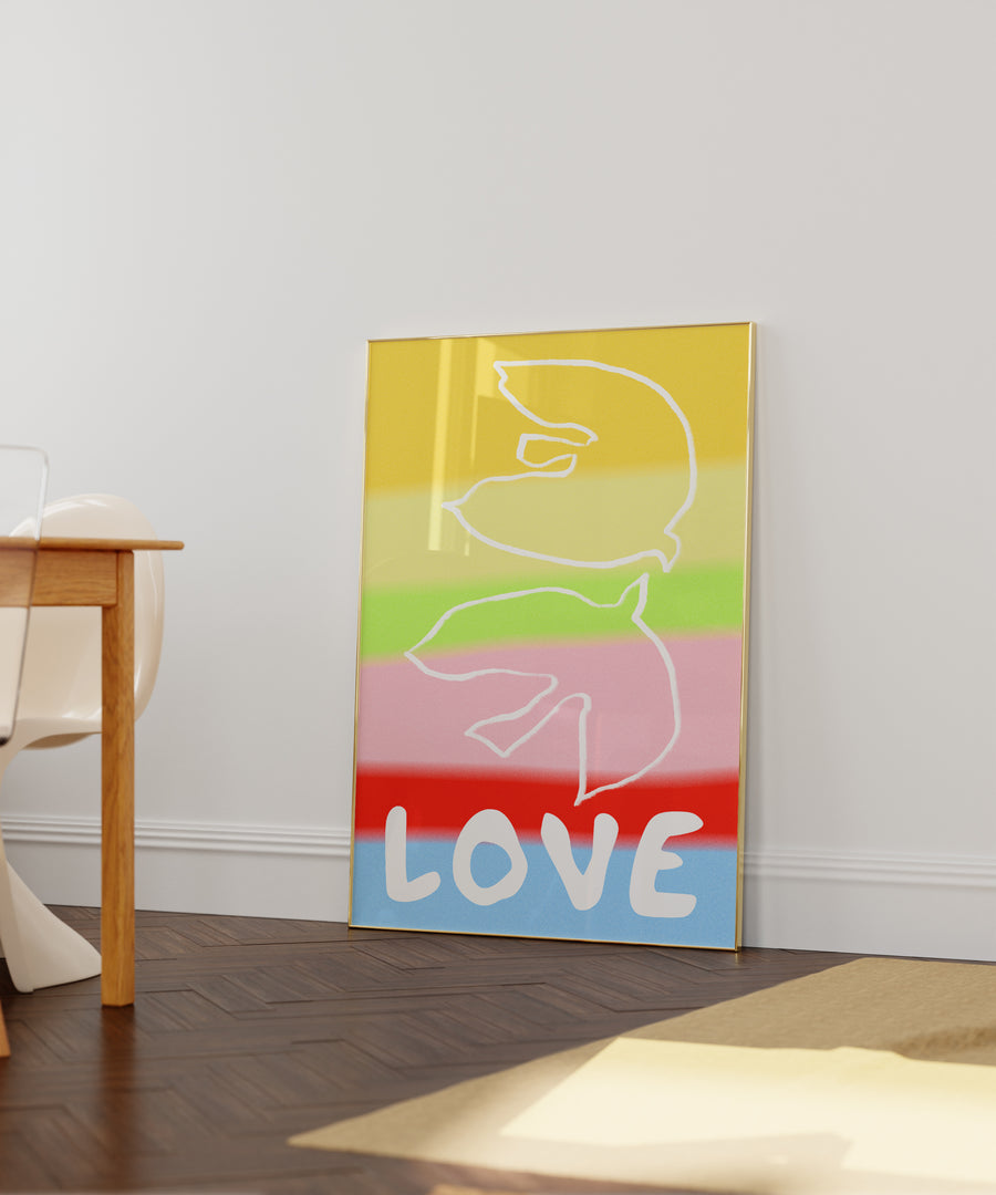 rainbow love dove art print - living room wall art