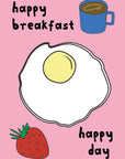 kitchen wall art- egg art print pink breakfast poster