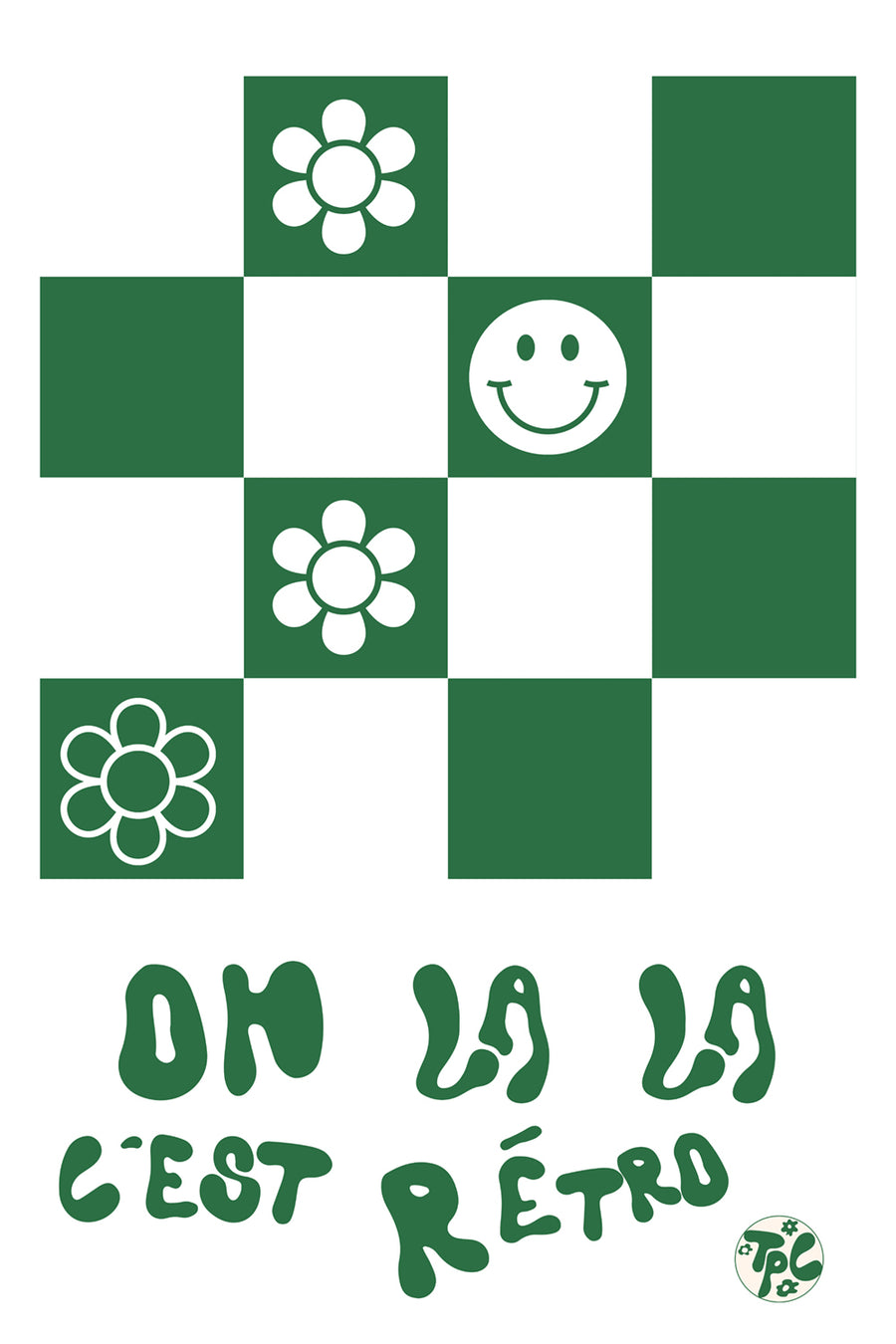 C'est Rétro green checkerboard checkered art print y2k