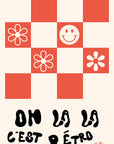  C'est Rétro Orange checkerboard checkered art print y2k